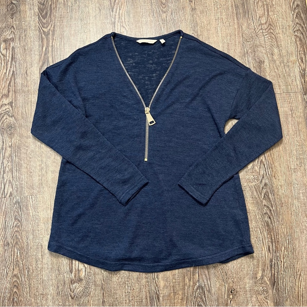 Soft Surroundings Navy V-Neck Sweater - Picture 4 of 7